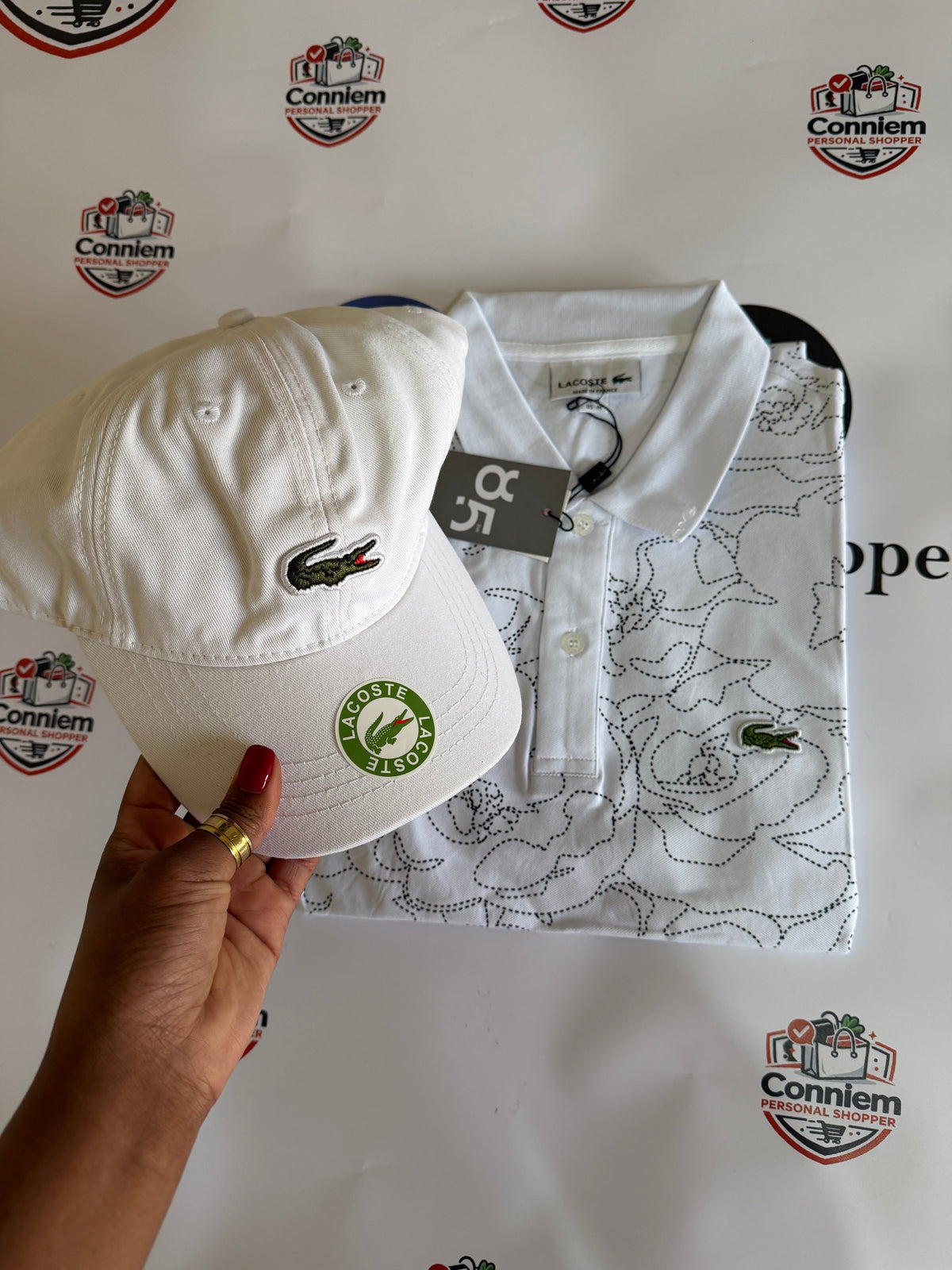 Lacoste Floral Print Premium Polo Golfer T-Shirt Shortsleeve and Cap