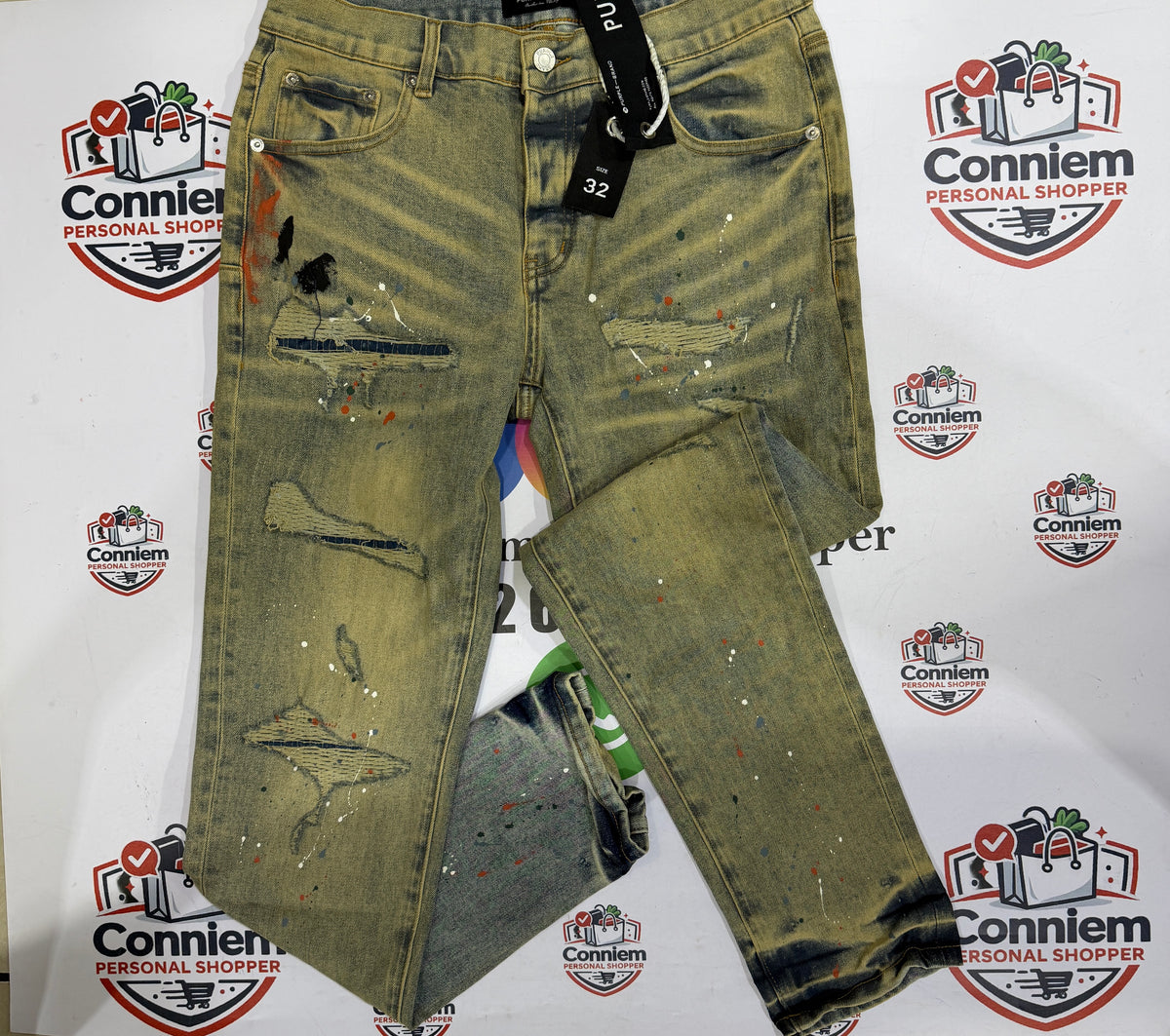 Purple Premium Distressed Denim Jeans – Paint Splash Edition