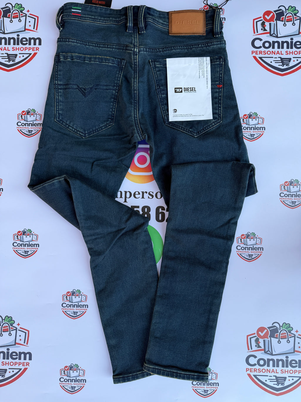 Diesel Dark Blue Denim Jeans distressed yellow pocket