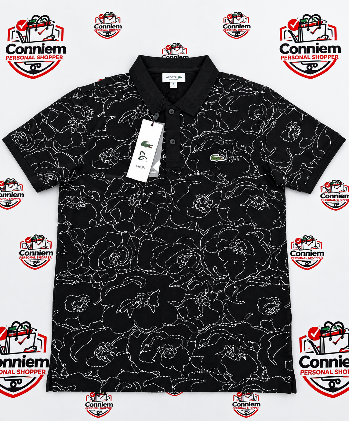 Lacoste Floral Print Premium Polo Golfer T-Shirt Shortsleeve