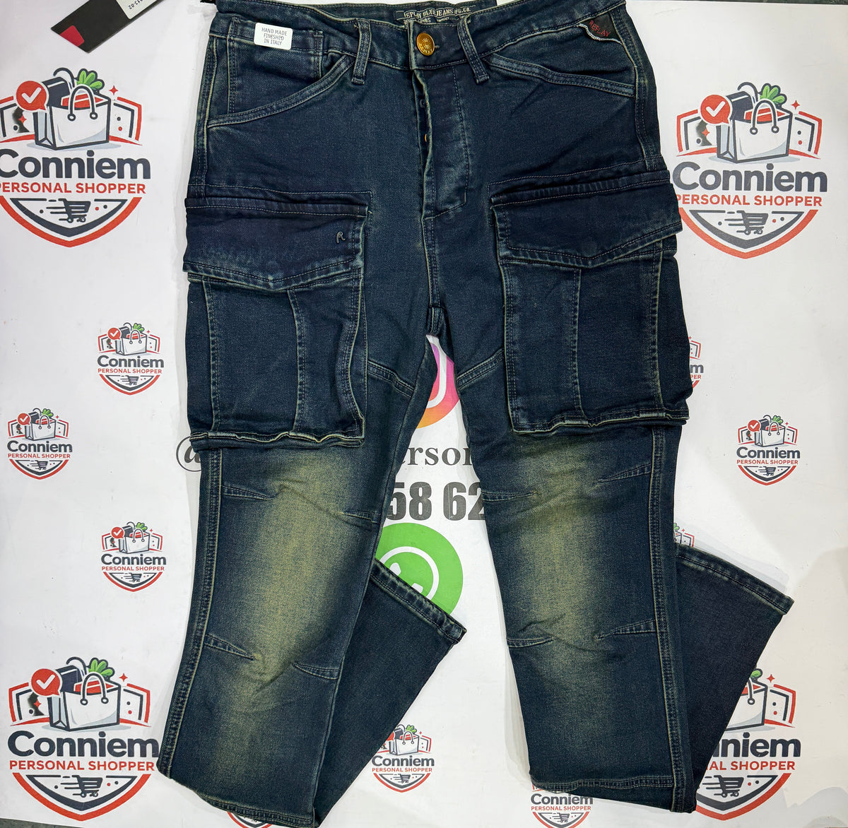 Replay Hyperflex Cargo Denim Jeans – Dark Blue  (Big cut)