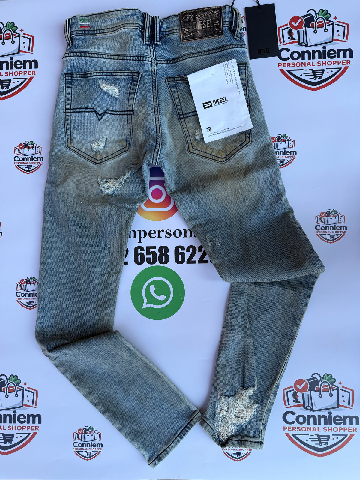 Diesel Light Wash Distressed Denim Jeans