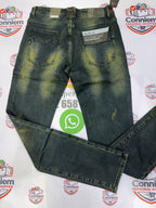 Replay Hyperflex Distressed Green-Blue Jeans