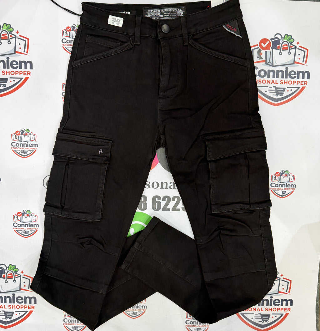 Replay Hyperflex Cargo Denim Jeans – Black