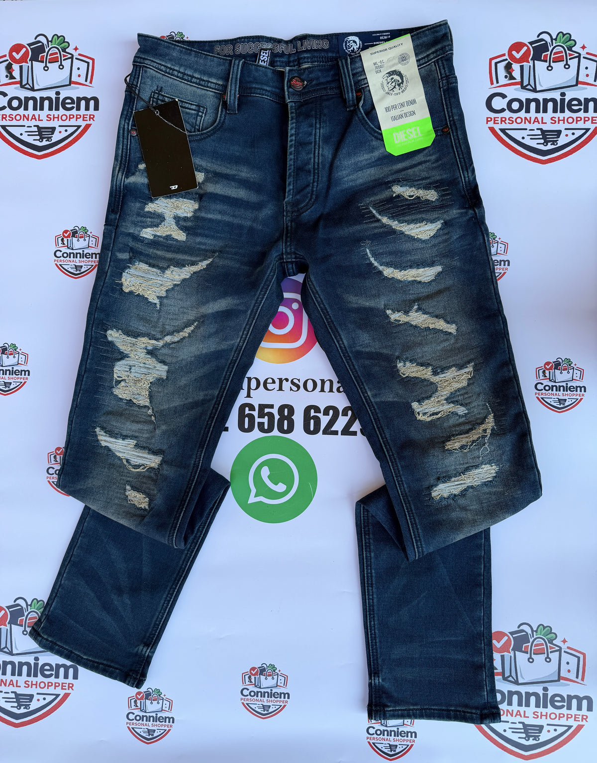 Diesel Dark Blue Washed Denim Jeans