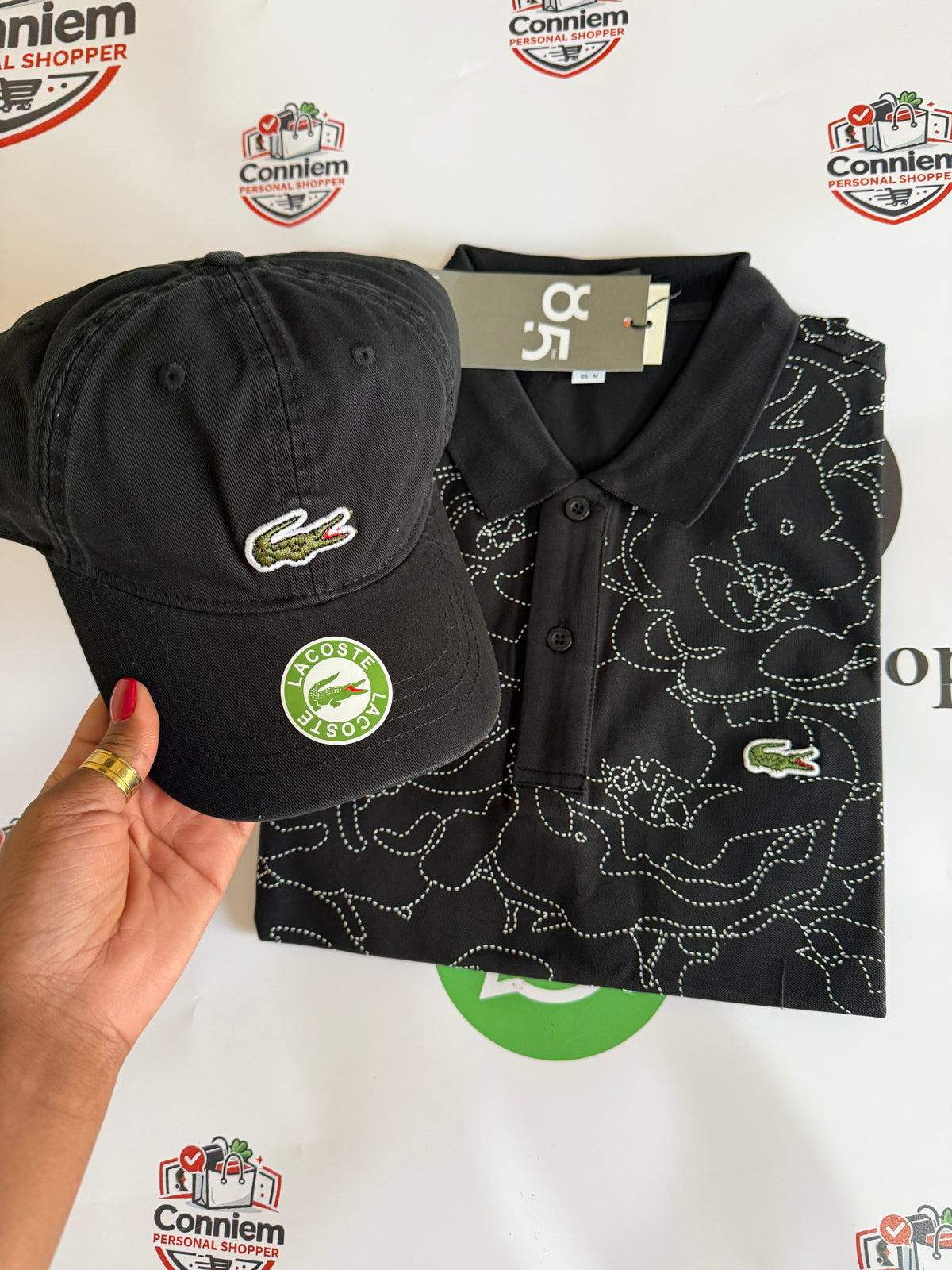Lacoste Floral Print Premium Polo Golfer T-Shirt Shortsleeve and Cap
