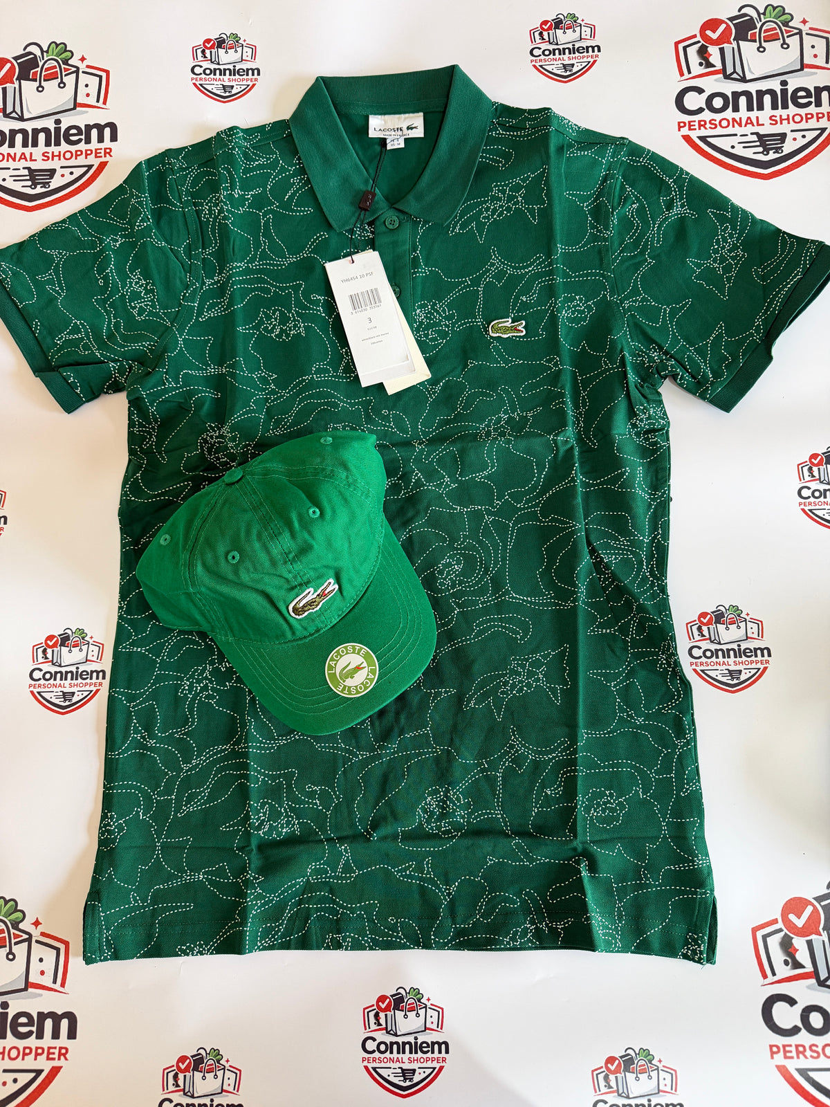 Lacoste Floral Print Premium Polo Golfer T-Shirt Shortsleeve and Cap