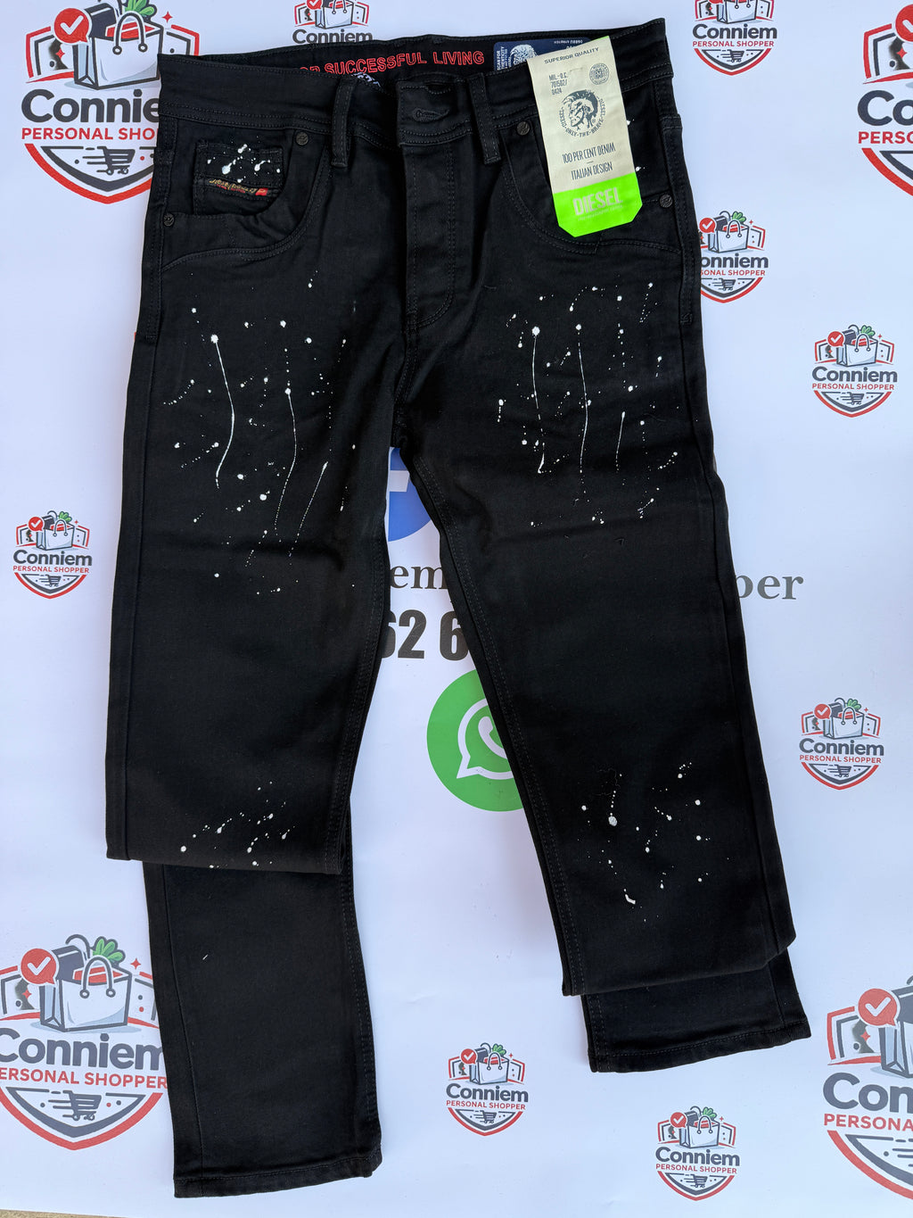 Diesel Black Paint-Splatter Denim Jeans