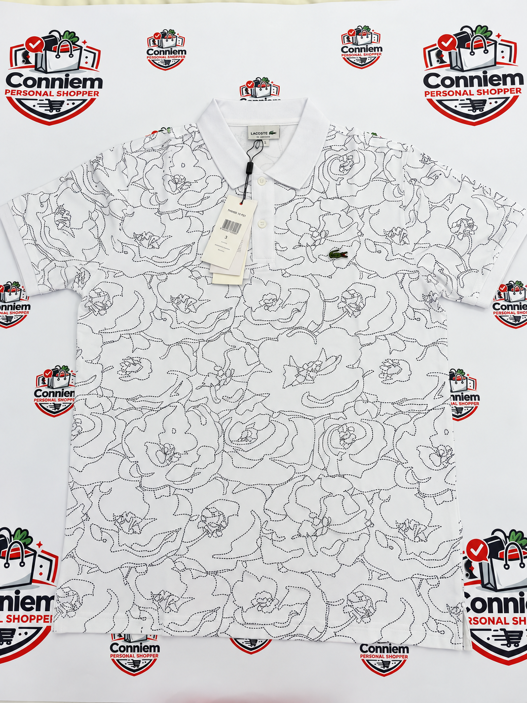Lacoste Floral Print Premium Polo Golfer T-Shirt Shortsleeve