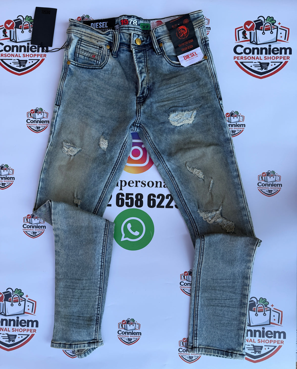 Diesel Light Wash Distressed Denim Jeans