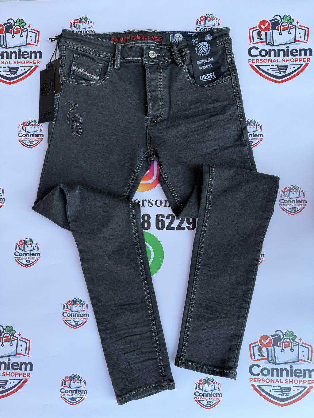 Diesel 78 Dark Charcoal Denim Jeans