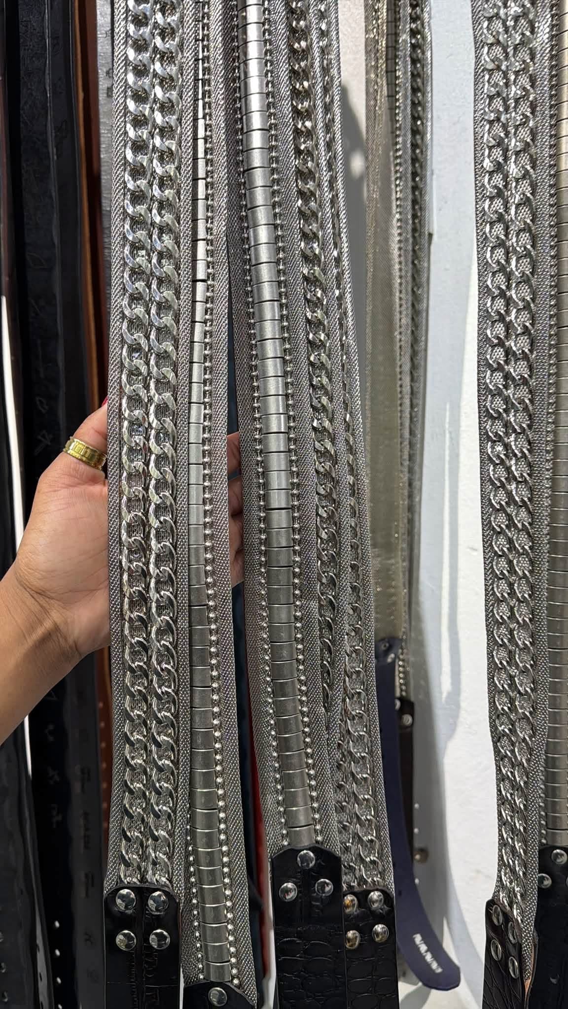 Nanni Milano chain and mesh leather belts