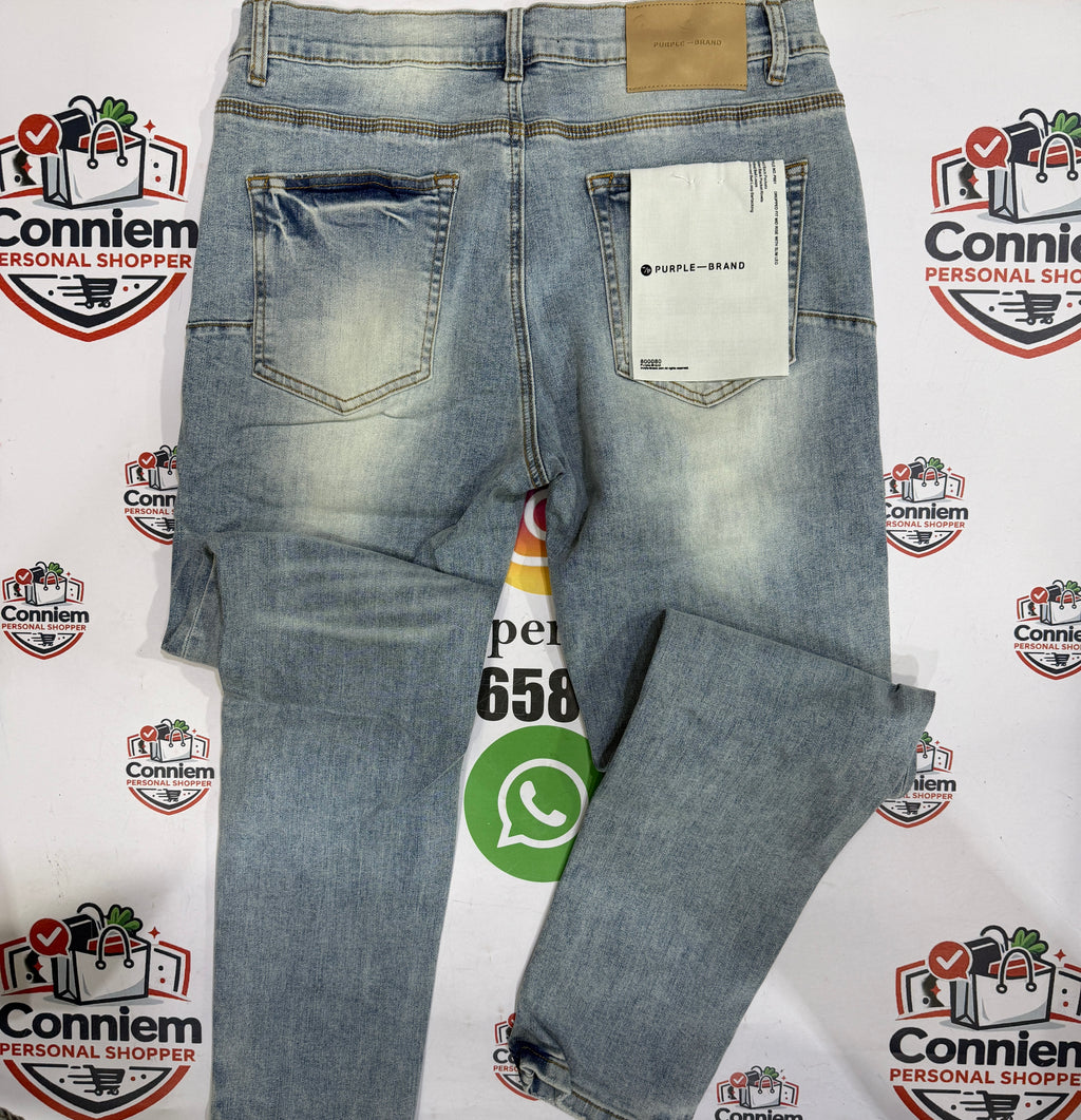 Purple Brand Light Blue Distressed Denim Jeans