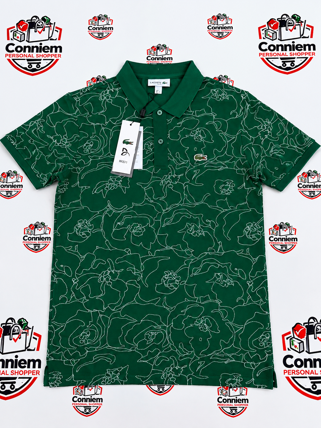 Lacoste Floral Print Premium Polo Golfer T-Shirt Shortsleeve