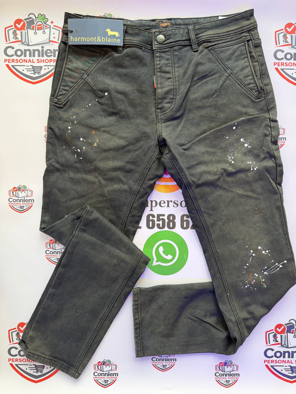 Harmont & Blaine Premium Denim Jeans – Paint Splash Edition Dark blue (Big cut)